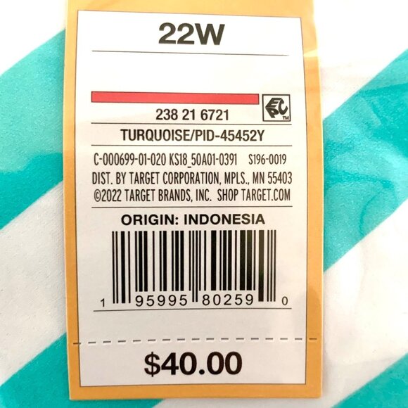 Kona Sol Plus One Piece Green Stripe Print V-Neck Bathing Suit Size 22W - Picture 9 of 11